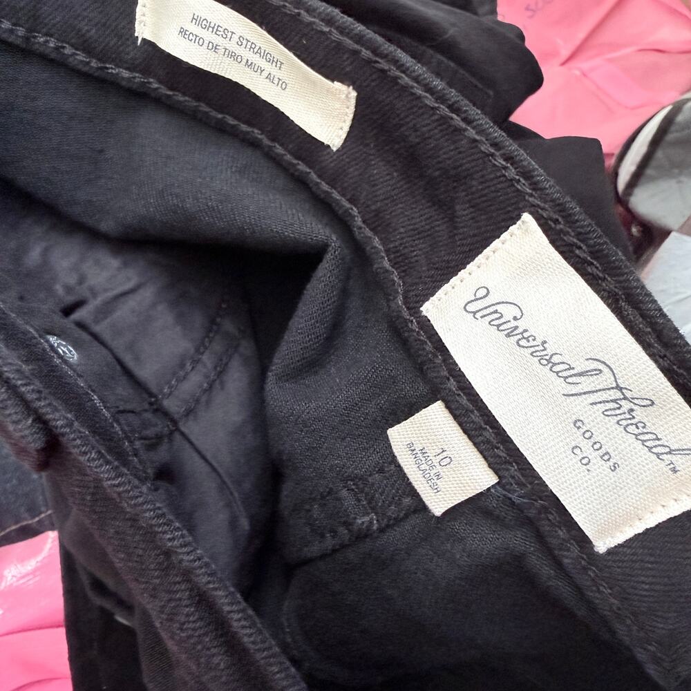 Women’s black Denim Jeans Highest Straight Size 10 NWT Universal Threads - Picture 5 of 5